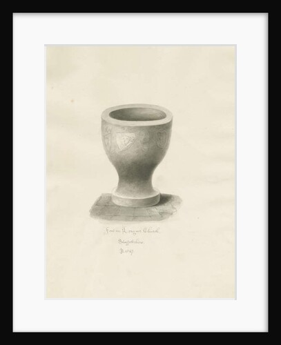 Font in Longnor Church by John Buckler