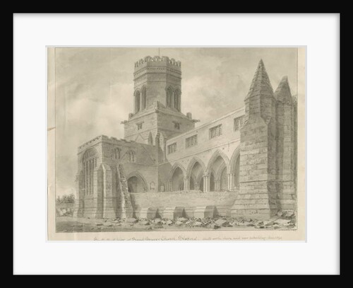 Stafford - St. Mary's Church: sepia drawing, Jun 1842 by School English