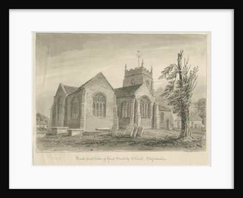 Madeley Church: sepia wash drawing, 1840 by John Buckler