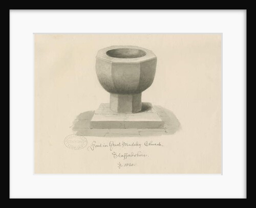 Font in Madeley Church by John Buckler