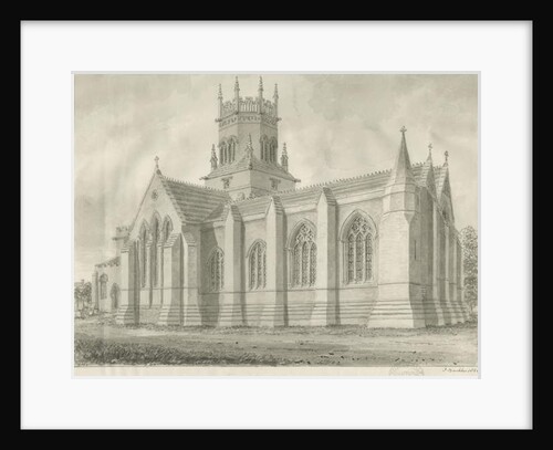 Stafford - St. Mary's Church: sepia drawing, 1844 by John Buckler