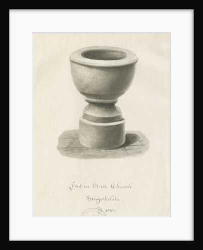 Font in Maer Church, 1843 by John Buckler