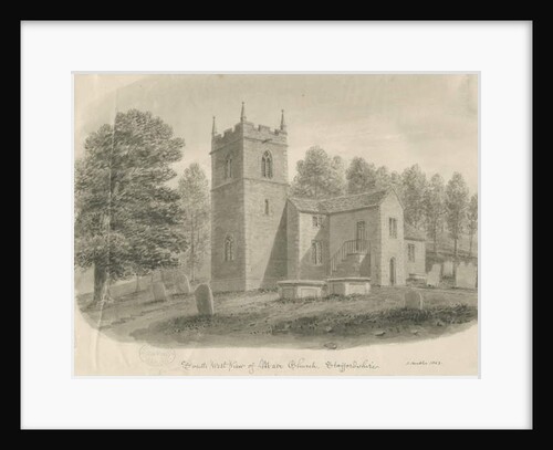 Maer Church: sepia wash drawing, 1843 by John Buckler