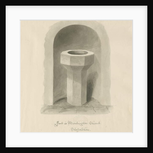 Font in Marchington Church by John Buckler
