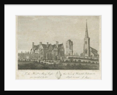 Hamstall Ridware - Church and Manor House: engraving by Stebbing Shaw