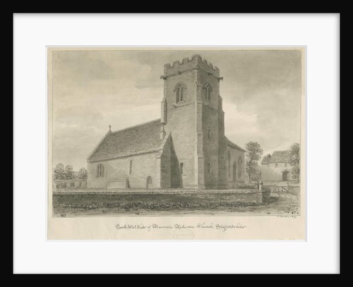 Mavesyn Ridware Church: sepia drawing, 1839 by John Buckler