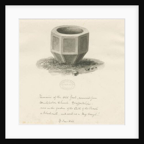 Old Font from Mucklestone Church by John Buckler