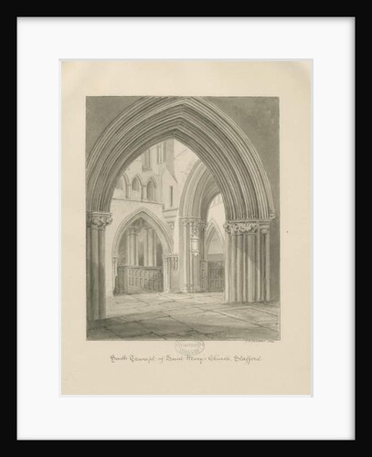Stafford - Interior of St. Mary's Church by John Chessell Buckler