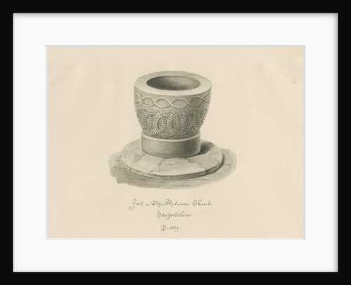 Font in Pipe Ridware Church by John Buckler