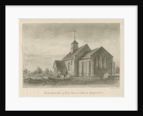 Pipe Ridware Church: sepia drawing, 1839 by John Buckler