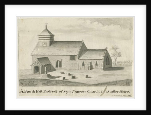 Pipe Ridware Church: sepia painting, 1777 by Richard Greene