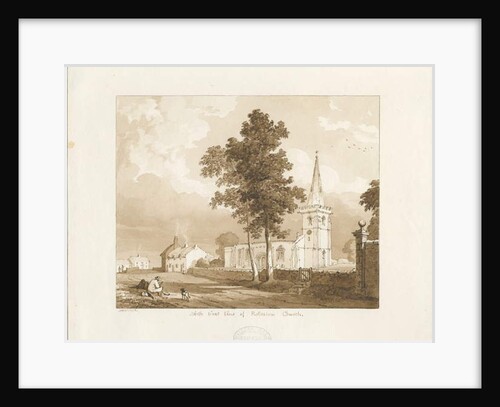 Rolleston Church: red-sepia drawing, 1836 by Thomas Peploe Wood