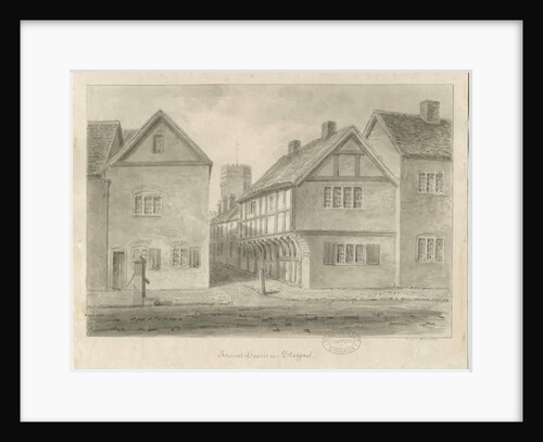 Stafford - Little Church Lane: sepia drawing, 1841 by John Buckler