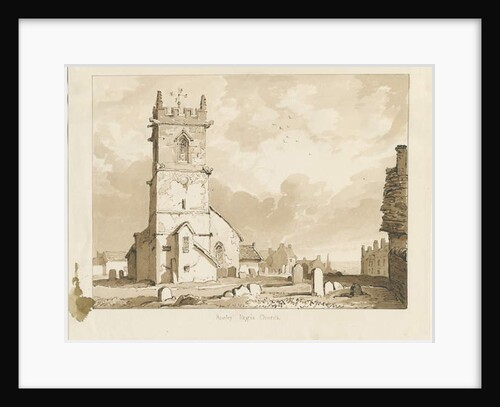Rowley Regis Church: sepia drawing, 1837 by Thomas Peploe Wood
