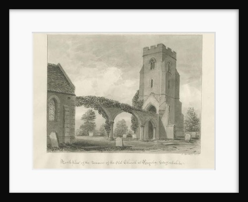 Rugeley Church: sepia drawing, 1845 by John Buckler