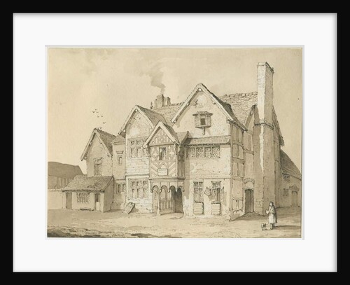 Stafford - [Old Houses in Crabbery Lane]: sepia and pen drawing, 1837 by Thomas Peploe Wood