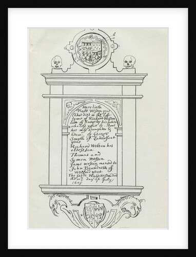 Rugeley Church - Monument to Rafe Weston: pen and ink drawing, 1836 by School English