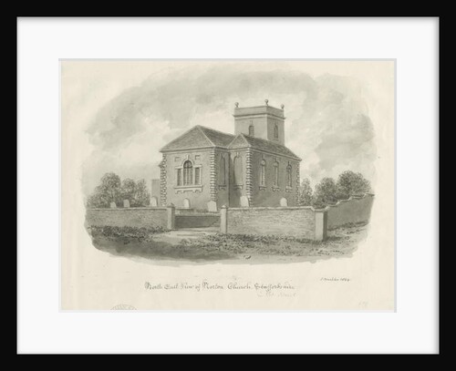Norton-in-the-Moors Church: sepia wash drawing, 1844 by John Buckler