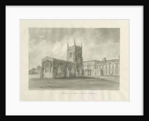 Okeover Church - 'All Saints': sepia wash drawing, 1847 by John Buckler