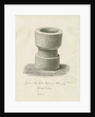Font in Rushton Spencer Church, 1844 by John Buckler