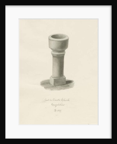 Font in Onecote Church by John Buckler