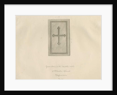 Standon Church - Gravestone: sepia drawing, 1841 by John Buckler