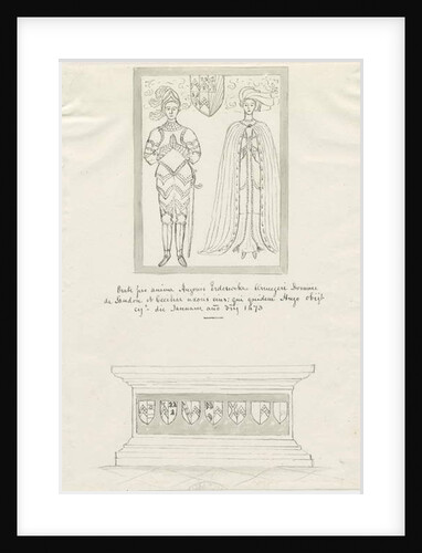 Sandon Church - Tomb of Hugh Erdeswicke and Cecilia [Bassett]: pen and ink drawing, nd [?18th cent] by School English