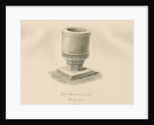 Font in Standon Church by John Buckler