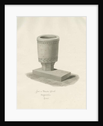 Font in Standon Church by John Buckler