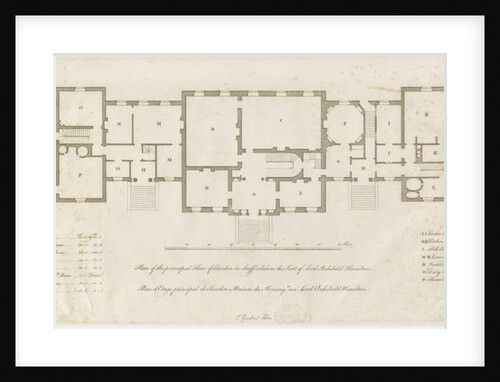 Sandon Hall - Plan of Principal Floor: engraving, nd [1769-1771] by Joseph Pickford