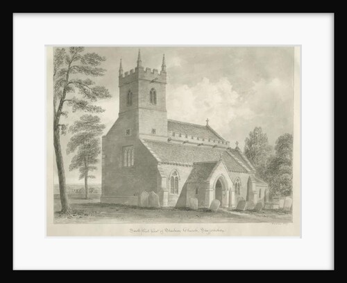 Standon Church: sepia drawing, 1847 by John Buckler