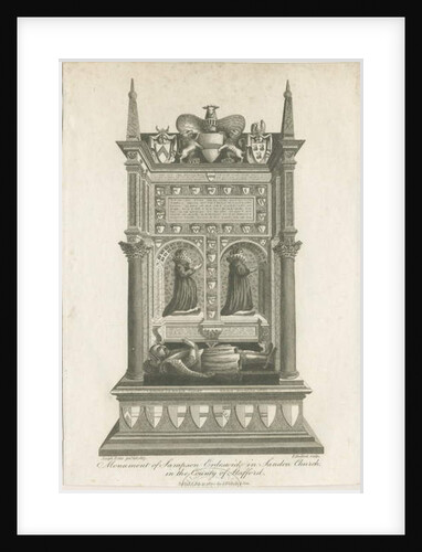 Sandon Church - Tomb of Sampson Erdeswicke: engraving, 1817 by Joseph Potter