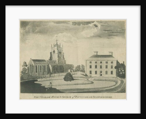 Pattingham Church and Vicarage House: aquatint engraving by School English