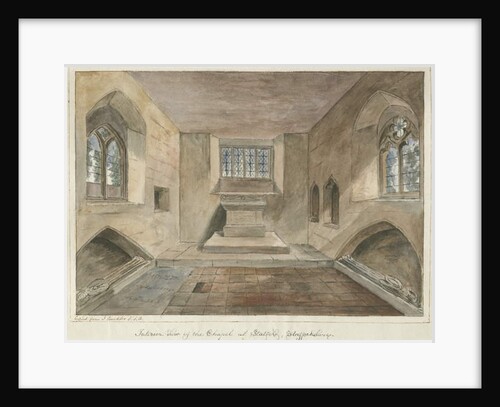 Interior of Statfold Chapel: water colour painting, nd [?mid 19th cent] by School English