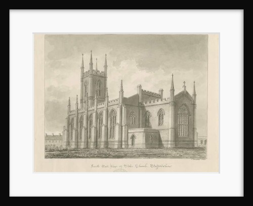 Stoke-upon-Trent Church [New]: sepia drawing, 1840 by John Buckler