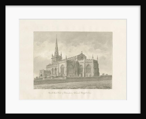 Wednesbury Church: sepia drawing, 1845 by John Buckler