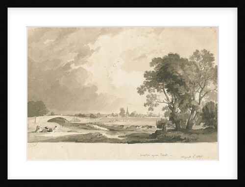 Weston-on-Trent - Distant View: sepia and pencil wash drawing, 2 Aug 1838 by Thomas Peploe Wood