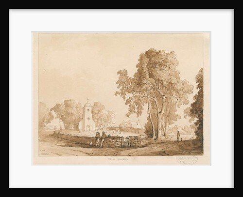 Tixall Church: red-sepia drawing, 1837 by Thomas Peploe Wood