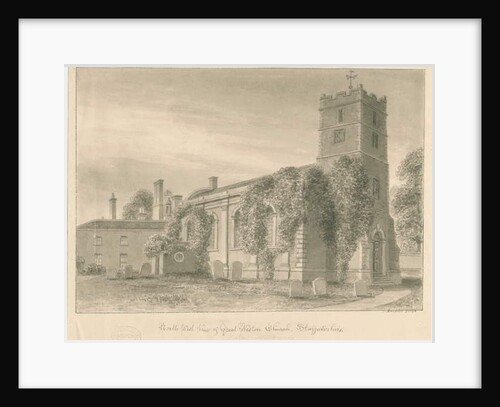 Weston-under-Lizard Church: sepia wash drawing, 1842 by John Buckler