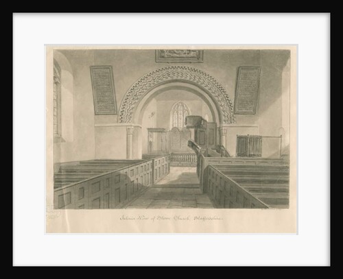 Interior of Stowe Church: sepia wash drawing, 1841 by George Buckler