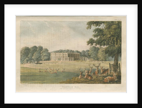Trentham Hall: coloured lithograph, nd [c 1824] by John Gendall