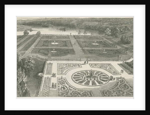 Trentham Gardens: woodcut engraving by School English