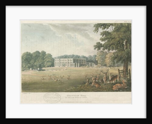 Trentham Hall: coloured lithograph, nd [c 1824] by John Gendall