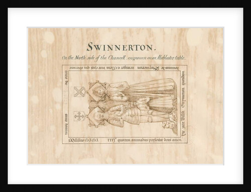 Swynnerton Church - Monument to William Swynnerton: pen and ink drawing by John Robert Fernyhough