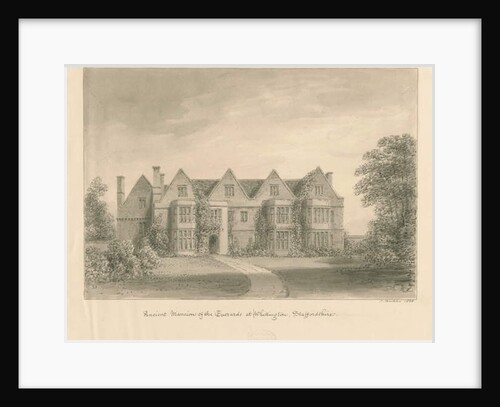 Whittington Hall: sepia drawing, 1838 by John Buckler