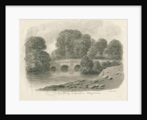 Trentham Hall - Bridge: sepia wash drawing, 1844 by John Buckler