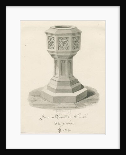Font in Trentham Church by John Buckler