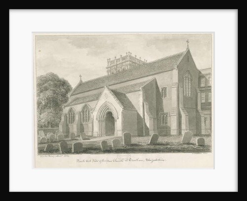 Trentham - New Church: sepia drawing, 1844 by John Buckler