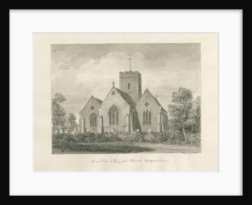 Trysull Church: sepia wash drawing, 1846 by John Buckler
