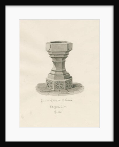 Font in Trysull Church by John Buckler